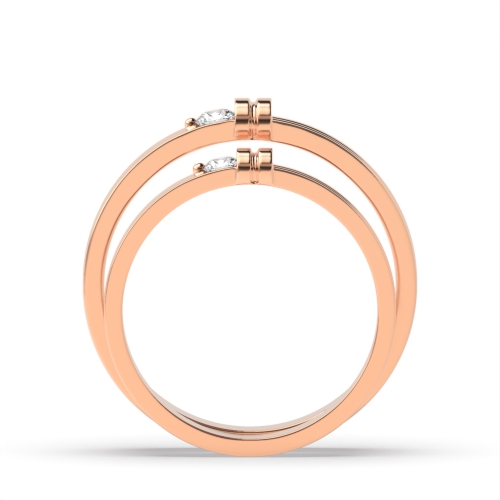 Channel Setting Round Rose Gold Couple band solitare Couples Engagement Rings
