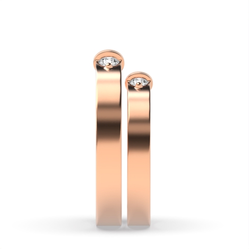 Channel Setting Round Rose Gold Couple band solitare Couples Engagement Rings