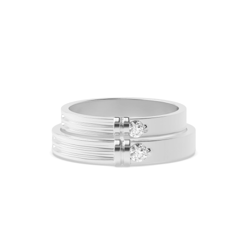 Channel Setting Round Couple band solitare Naturally Mined Diamond Engagement Rings