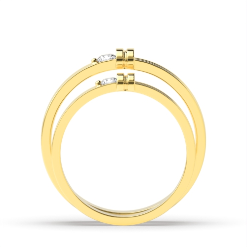 Channel Setting Round Yellow Gold Couple band solitare Couples Engagement Rings