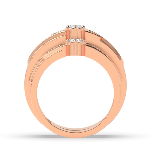 Pave Setting Round Rose Gold Dimaond couple band Couples Engagement Rings