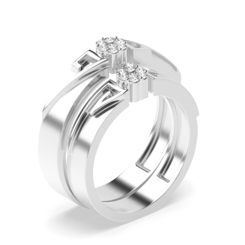 Pave Setting Round Dimaond couple band Naturally Mined Diamond Engagement Rings