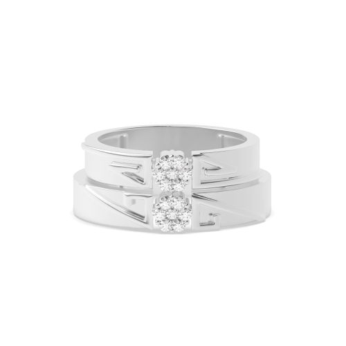 Pave Setting Round Dimaond couple band Naturally Mined Diamond Engagement Rings