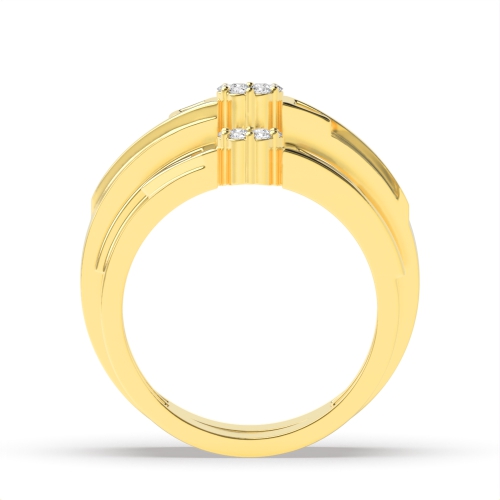 Pave Setting Round Yellow Gold Dimaond couple band Couples Engagement Rings