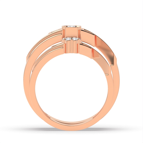 Pave Setting Round Rose Gold Unique cluster Couples Engagement Rings