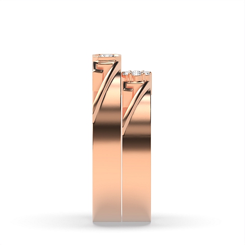 Pave Setting Round Rose Gold Unique cluster Couples Engagement Rings