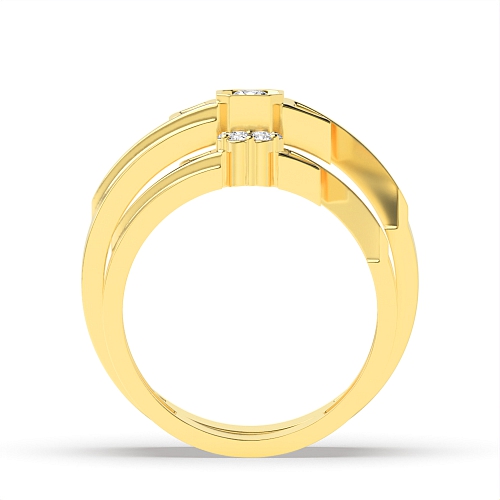 Pave Setting Round Yellow Gold Unique cluster Couples Engagement Rings