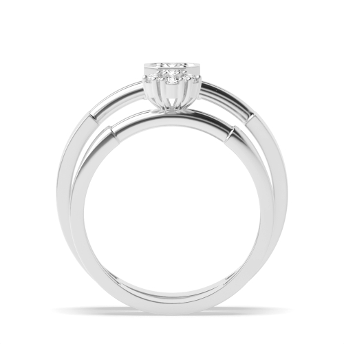 Pave Setting Round Couple band wedding cluster Naturally Mined Diamond Engagement Rings