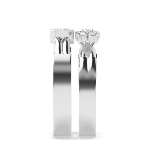 Pave Setting Round Couple band wedding cluster Naturally Mined Diamond Engagement Rings