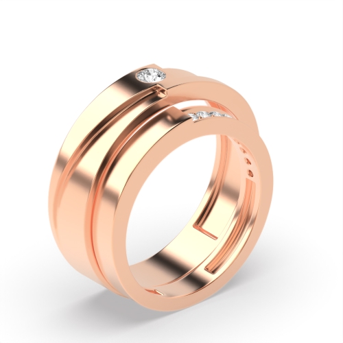 Pave Setting Round Rose Gold Ladiesring Couples Engagement Rings