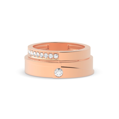Pave Setting Round Rose Gold Ladiesring Couples Engagement Rings