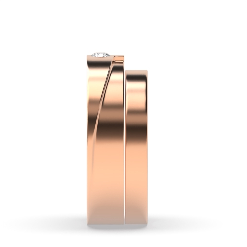 Pave Setting Round Rose Gold Ladiesring Couples Engagement Rings