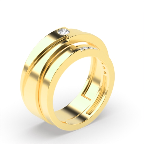 Pave Setting Round Yellow Gold Ladiesring Couples Engagement Rings