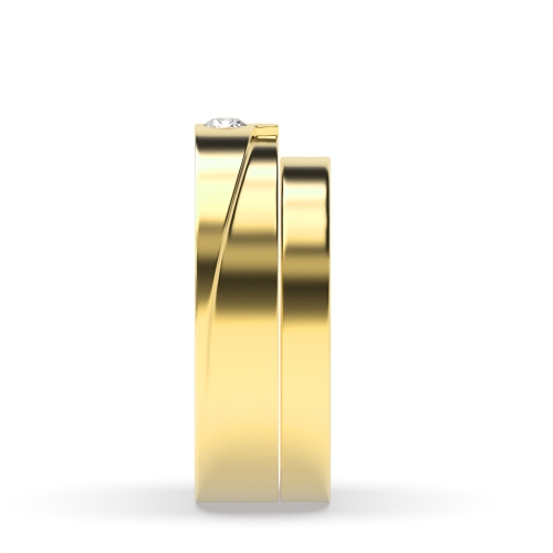 Pave Setting Round Yellow Gold Ladiesring Couples Engagement Rings