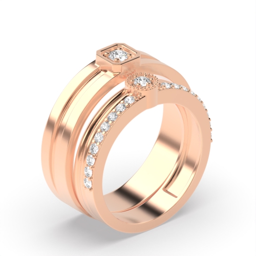 4 Prong Round Rose Gold Wedding Diamond Rings