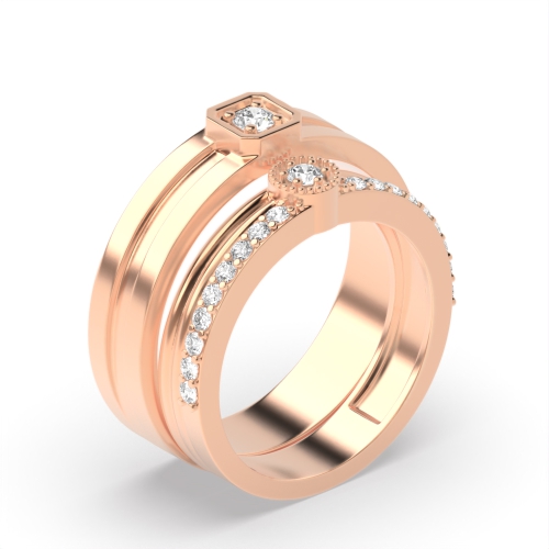 4 Prong Round Rose Gold Celestial Couples Engagement Rings
