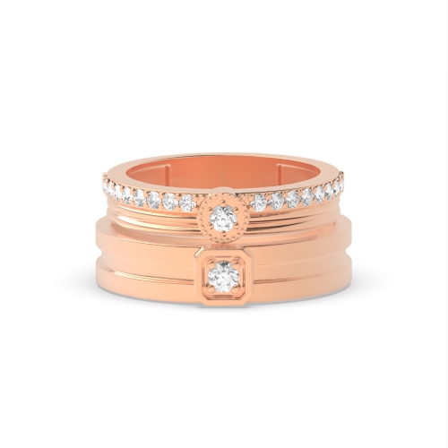 4 Prong Round Rose Gold Celestial Couples Engagement Rings
