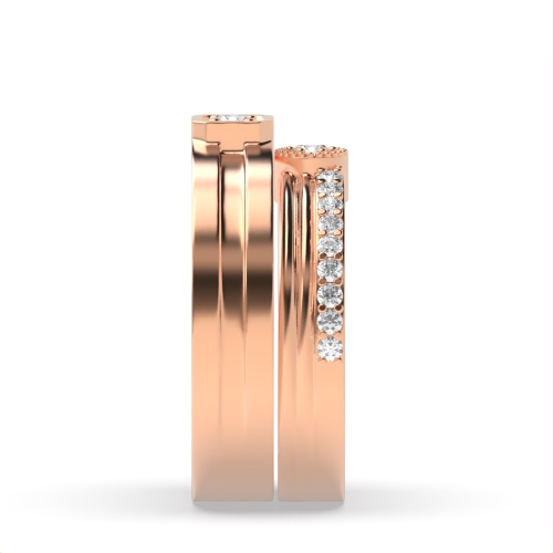 4 Prong Round Rose Gold Celestial Couples Engagement Rings