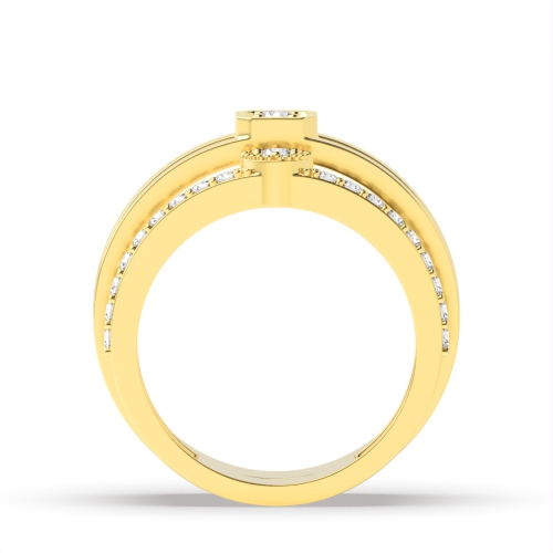 4 Prong Round Yellow Gold Celestial Couples Engagement Rings