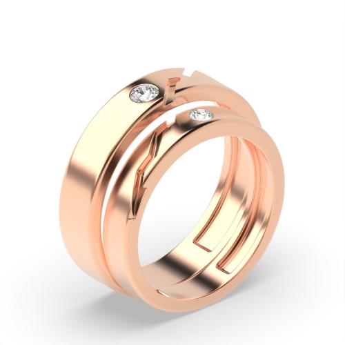 Bezel Setting Round Rose Gold Wedding Diamond Rings