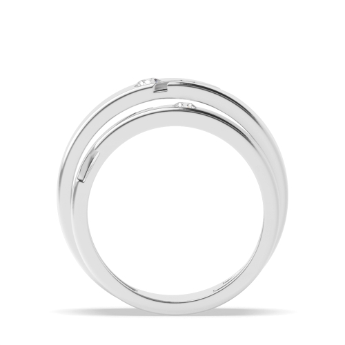 Bezel Setting Round Wavy couple band Naturally Mined Diamond Engagement Rings