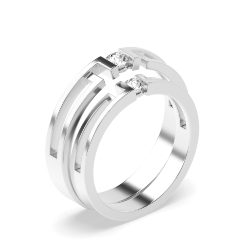 Channel Setting Round White Gold Wedding Diamond Rings