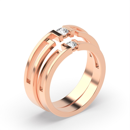 Channel Setting Round Rose Gold Resplendence Couples Engagement Rings