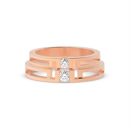 Channel Setting Round Rose Gold Resplendence Couples Engagement Rings