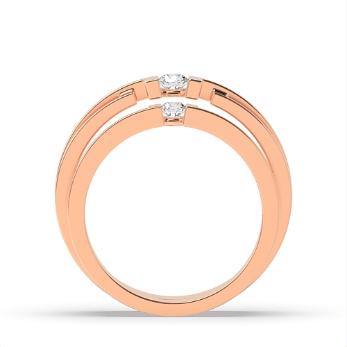 Channel Setting Round Rose Gold Resplendence Couples Engagement Rings
