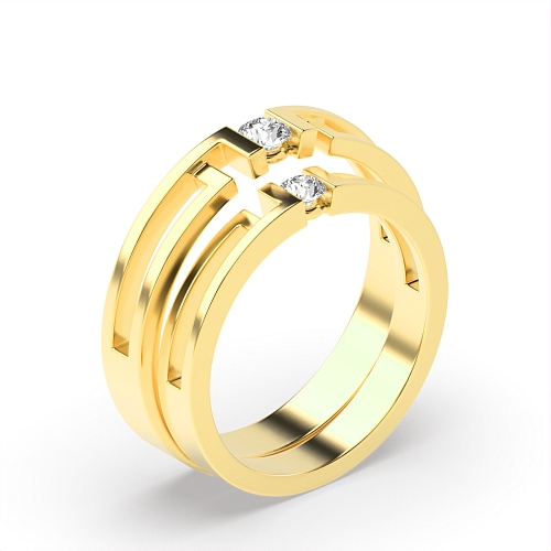 Channel Setting Round Yellow Gold Resplendence Couples Engagement Rings