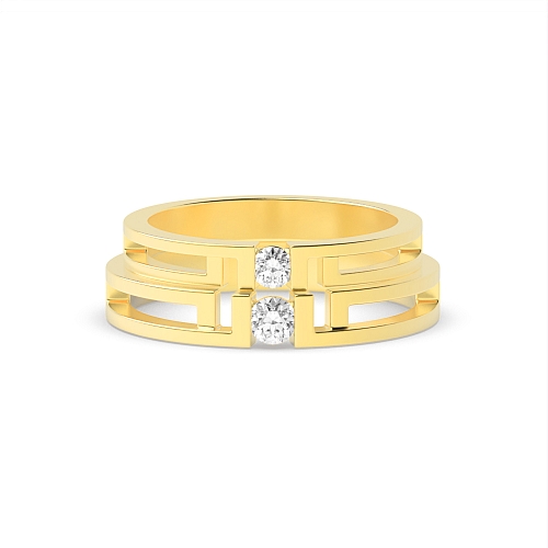 Channel Setting Round Yellow Gold Resplendence Couples Engagement Rings