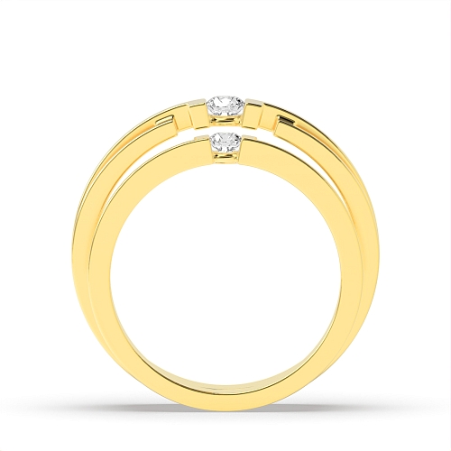 Channel Setting Round Yellow Gold Resplendence Couples Engagement Rings