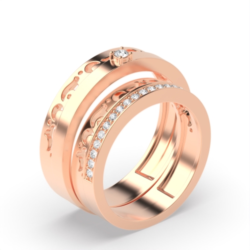 Pave Setting Round Rose Gold Divinely Couples Engagement Rings