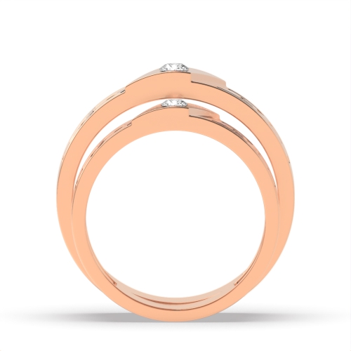 Bezel Setting Round Rose Gold Designer couple band Couples Engagement Rings