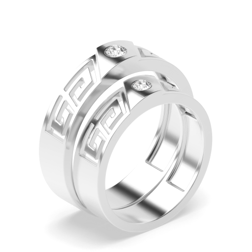 Bezel Setting Round Designer couple band Naturally Mined Diamond Engagement Rings