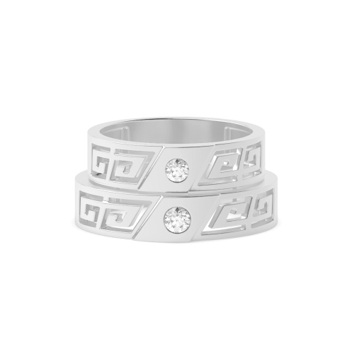 Bezel Setting Round Designer couple band Naturally Mined Diamond Engagement Rings