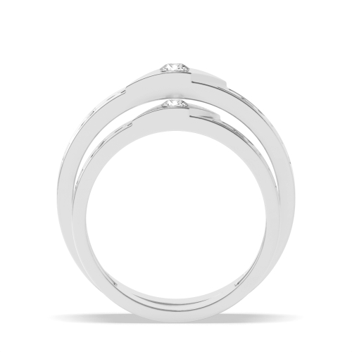 Bezel Setting Round Designer couple band Naturally Mined Diamond Engagement Rings
