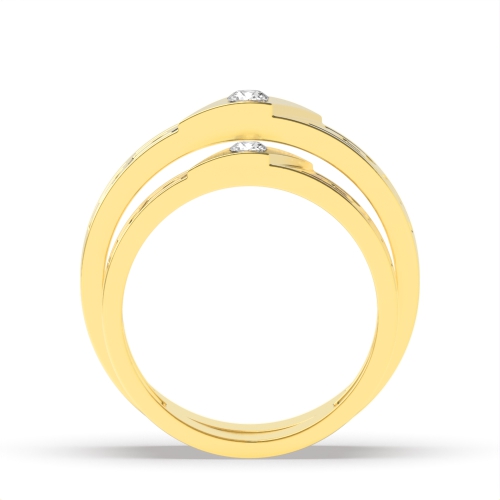 Bezel Setting Round Yellow Gold Designer couple band Couples Engagement Rings
