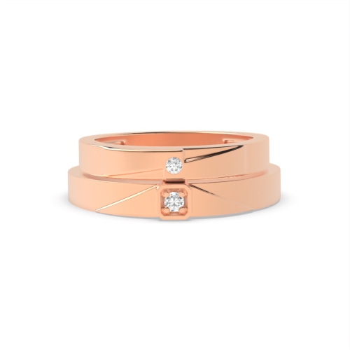 4 Prong Round Rose Gold Solitare couple band Couples Engagement Rings