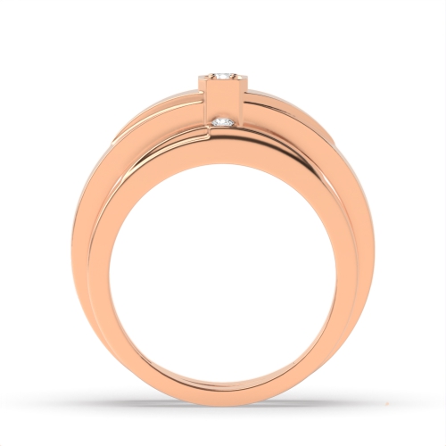 4 Prong Round Rose Gold Solitare couple band Couples Engagement Rings