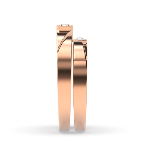 4 Prong Round Rose Gold Solitare couple band Couples Engagement Rings