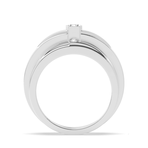 4 Prong Round Solitare couple band Naturally Mined Diamond Engagement Rings
