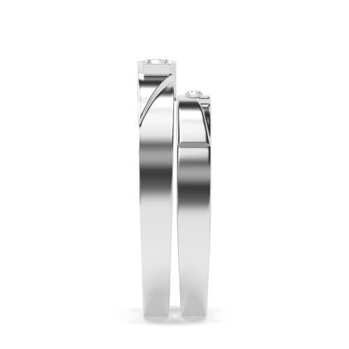 4 Prong Round Solitare couple band Naturally Mined Diamond Engagement Rings