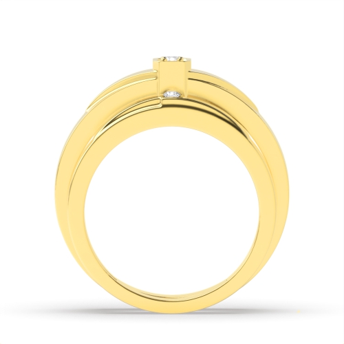 4 Prong Round Yellow Gold Solitare couple band Couples Engagement Rings
