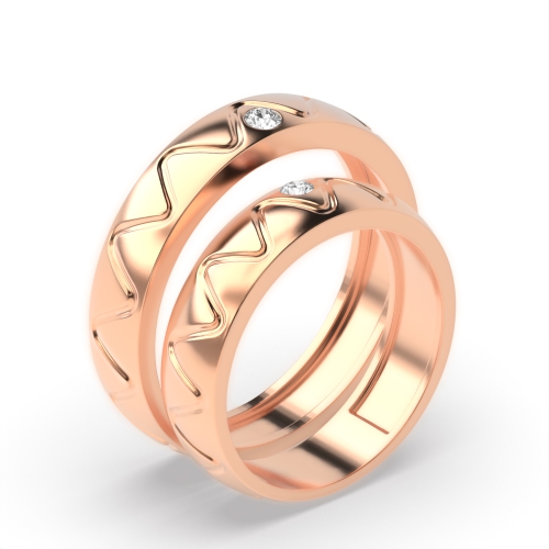 Flush Setting Round Rose Gold Superior Couples Engagement Rings