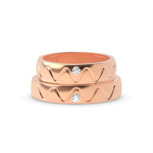 Flush Setting Round Rose Gold Superior Couples Engagement Rings