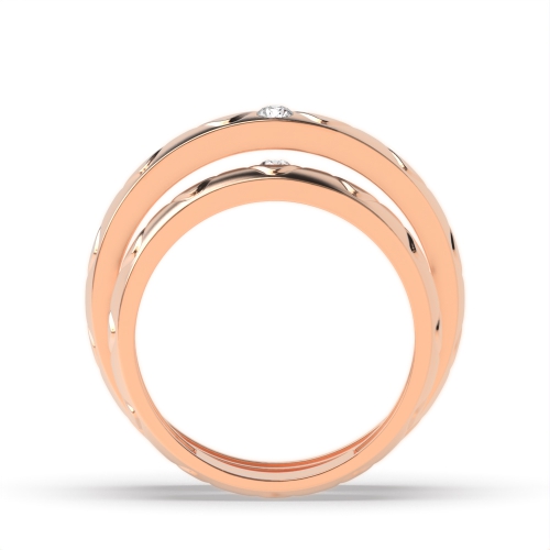 Flush Setting Round Rose Gold Superior Couples Engagement Rings