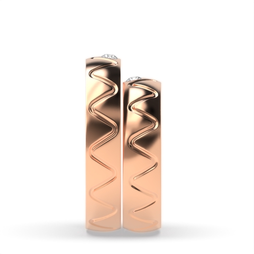 Flush Setting Round Rose Gold Superior Couples Engagement Rings