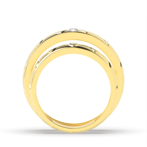 Flush Setting Round Yellow Gold Superior Couples Engagement Rings