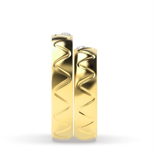 Flush Setting Round Yellow Gold Superior Couples Engagement Rings